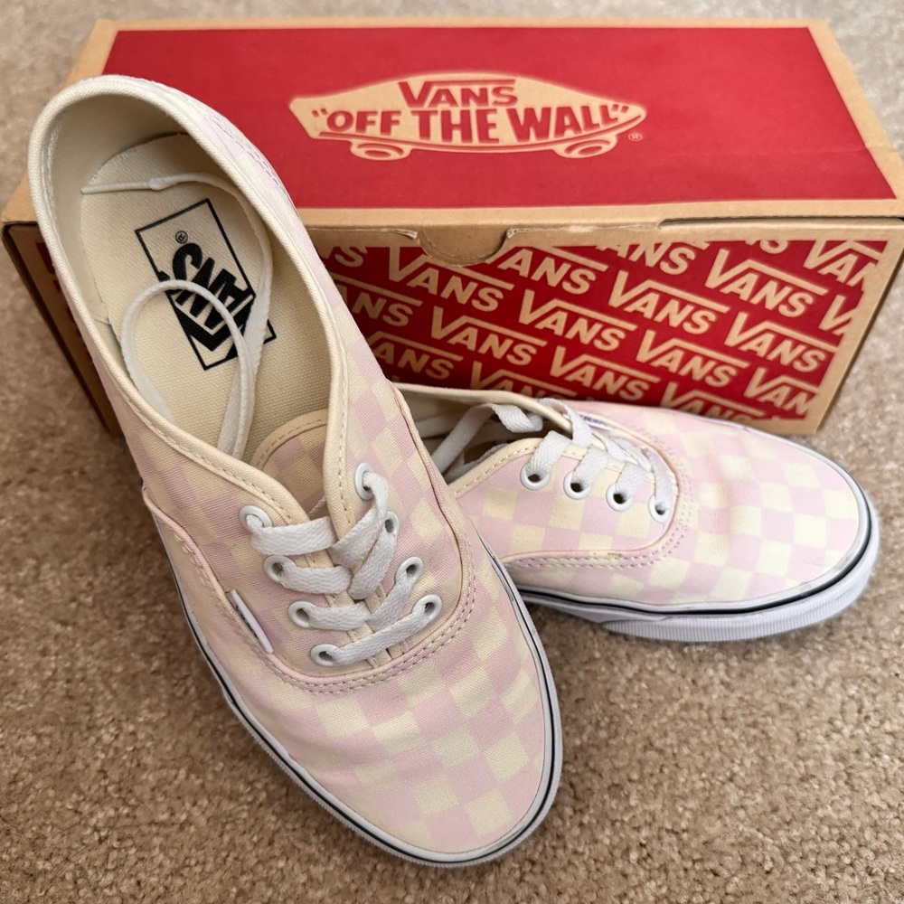 VANS Authentic Classic Lace-Up Checkerboard Chalk Pink Sneaker Shoes